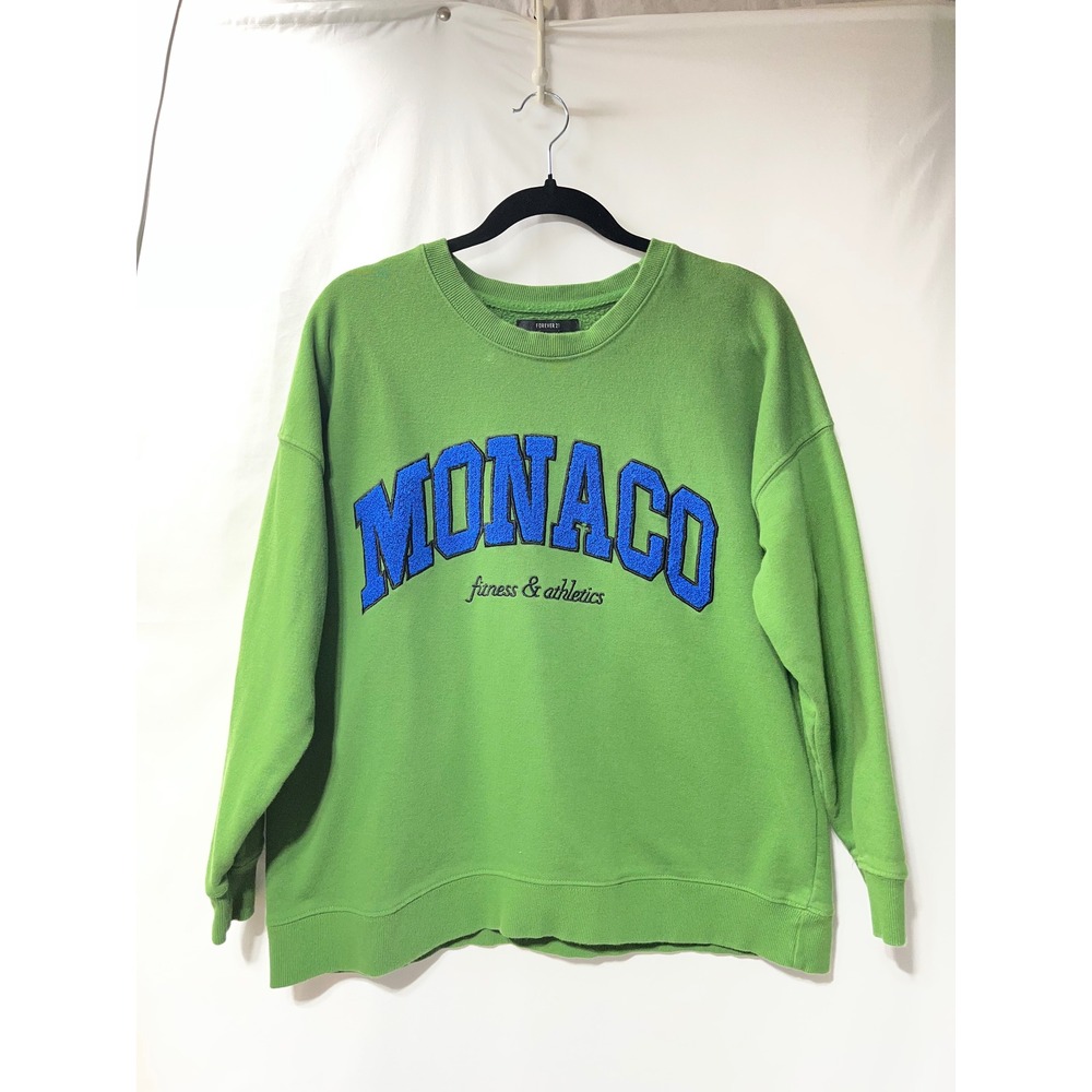 Forever 21 Monaco Fitness & Athletics Graphic Sweatshirt‎ Green Blue Small